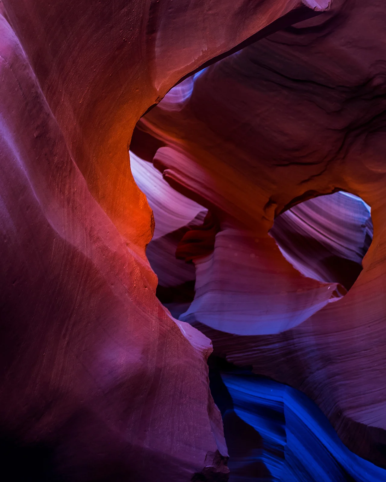 Colorful sandstone swirls in Lower Antelope Canyon, Arizona